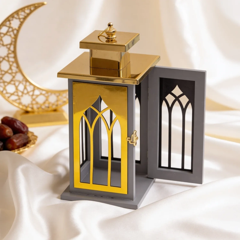 Lantern with Domed Top  &ndash; Grey -A graceful beacon of traditional artistry and modern elegance