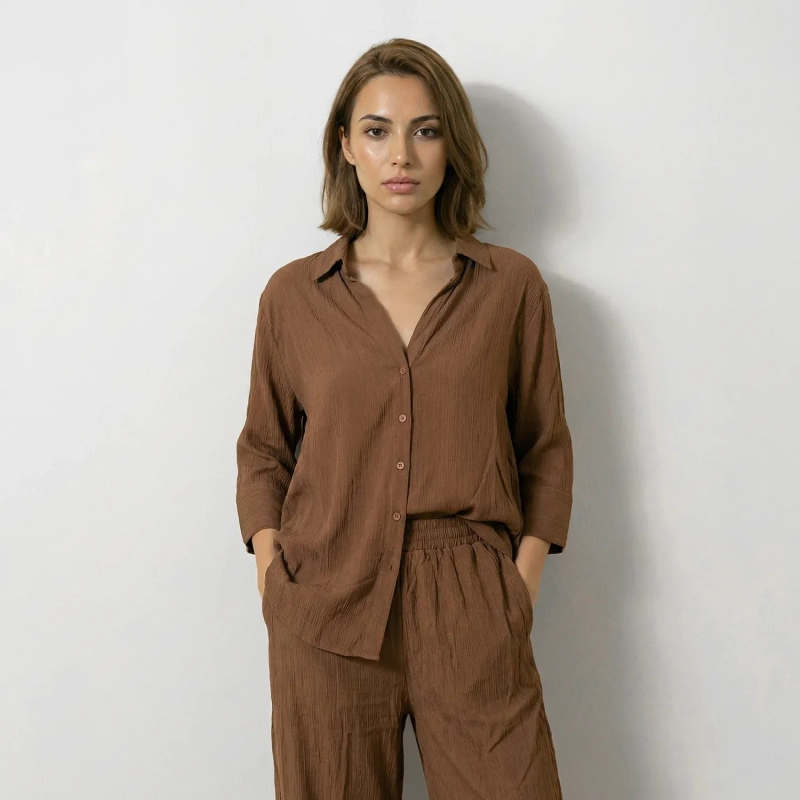 Women&rsquo;s Tie-Front Long Sleeve Shirt For Elegant Everyday And Smart-Casual Looks