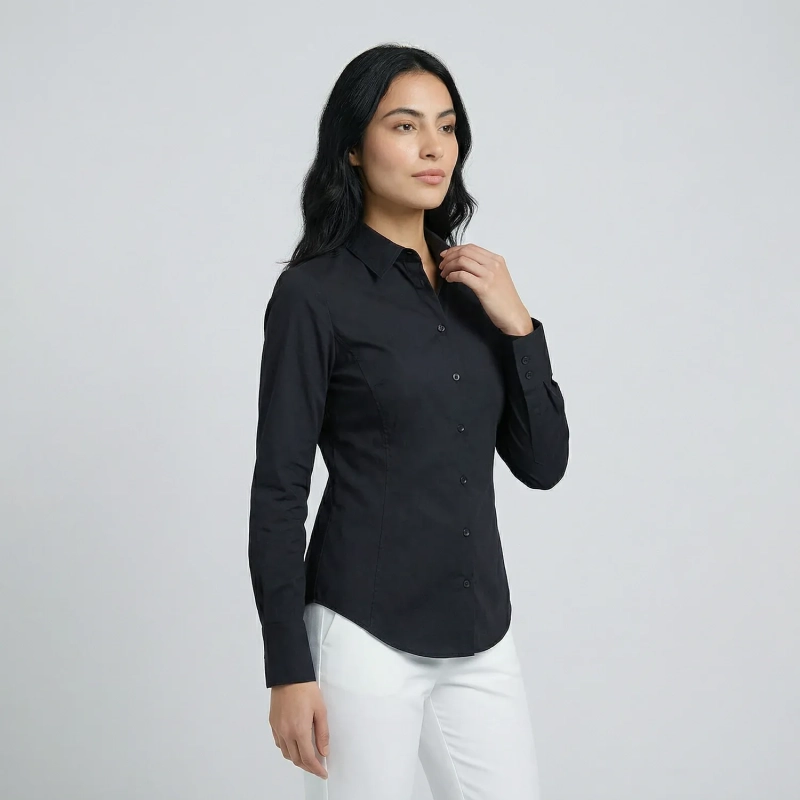 Women&rsquo;s Slim-Fit Easy Care Cotton Poplin Shirt For Formal And Smart-Casual Looks