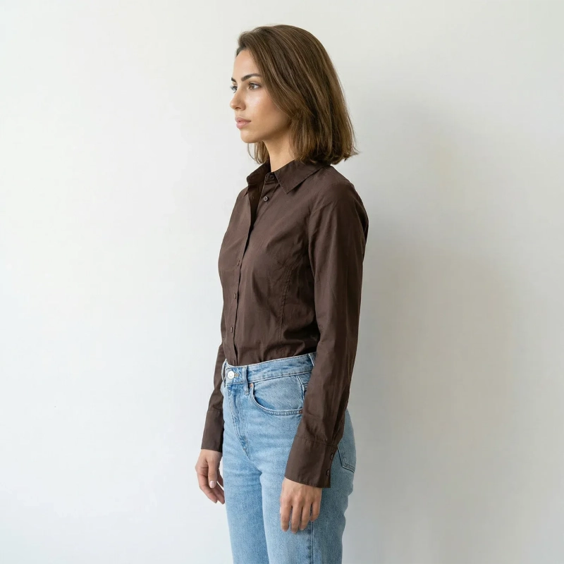 Women&rsquo;s Slim-Fit Easy Care Cotton Poplin Shirt For Formal And Smart-Casual Looks