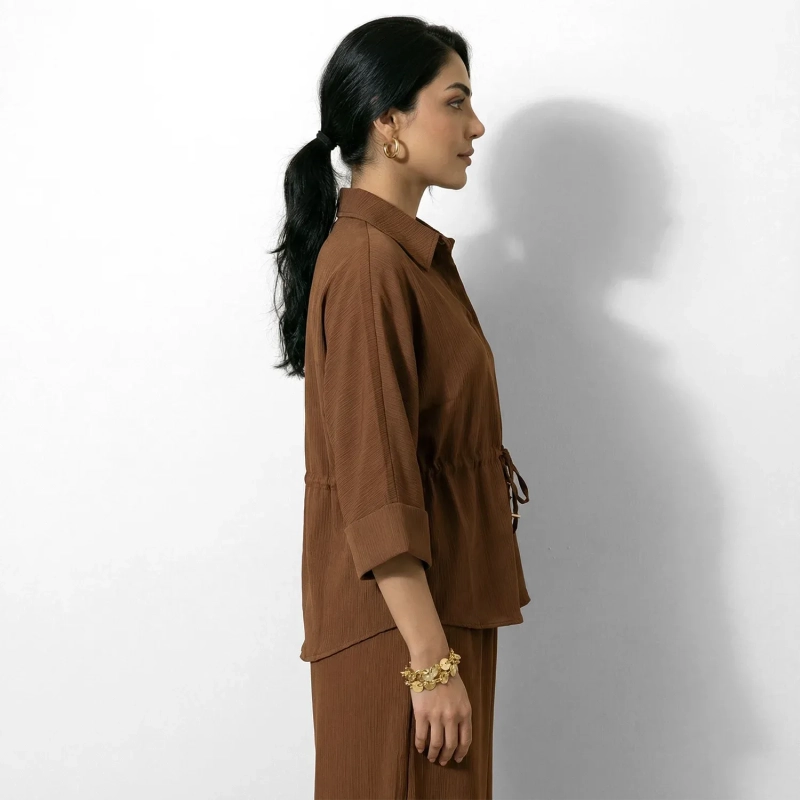 Women&rsquo;s Belted Waist Shirt For Elegant And Smart Casual Wear