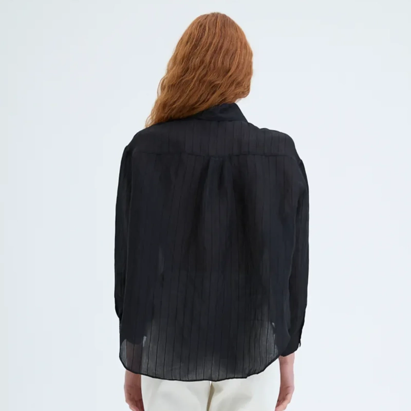 Women&rsquo;s Flowy Semi-Sheer Button-Down Shirt For Effortless Elegance And Smart-Casual Looks