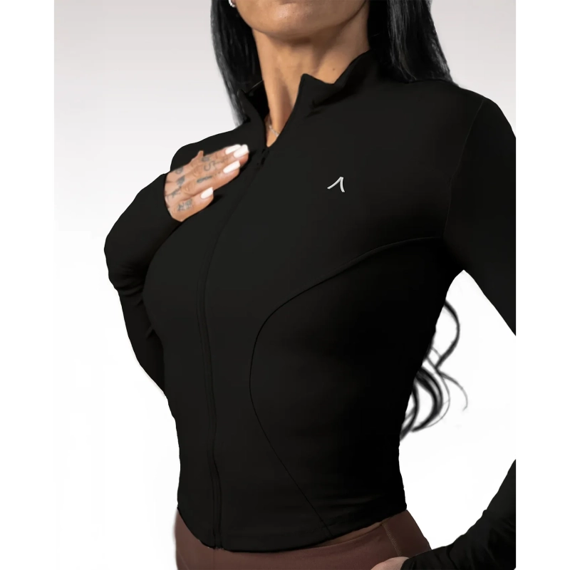 Women&rsquo;s Sleek Zip-Up Active Jacket &ndash; Modern Fit &amp; Everyday Performance &ndash;  Black