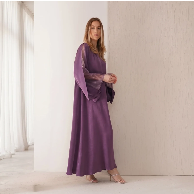 Women's Flowing Maxi Dress - Elegant Evening Wear - Purple