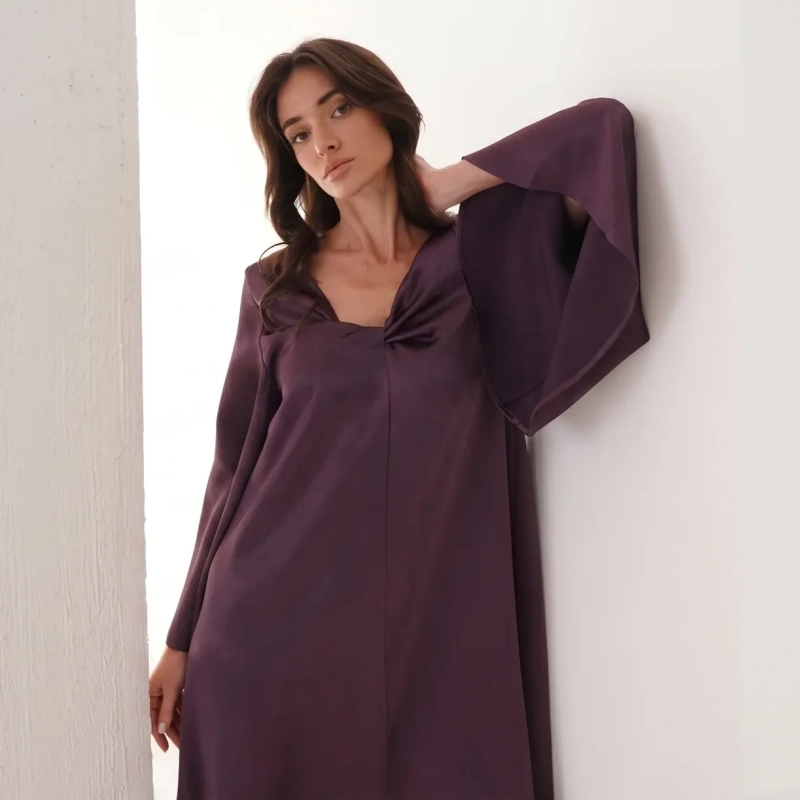 Women's Knot Detailing Maxi Dress - Elegant Evening Wear - Purple