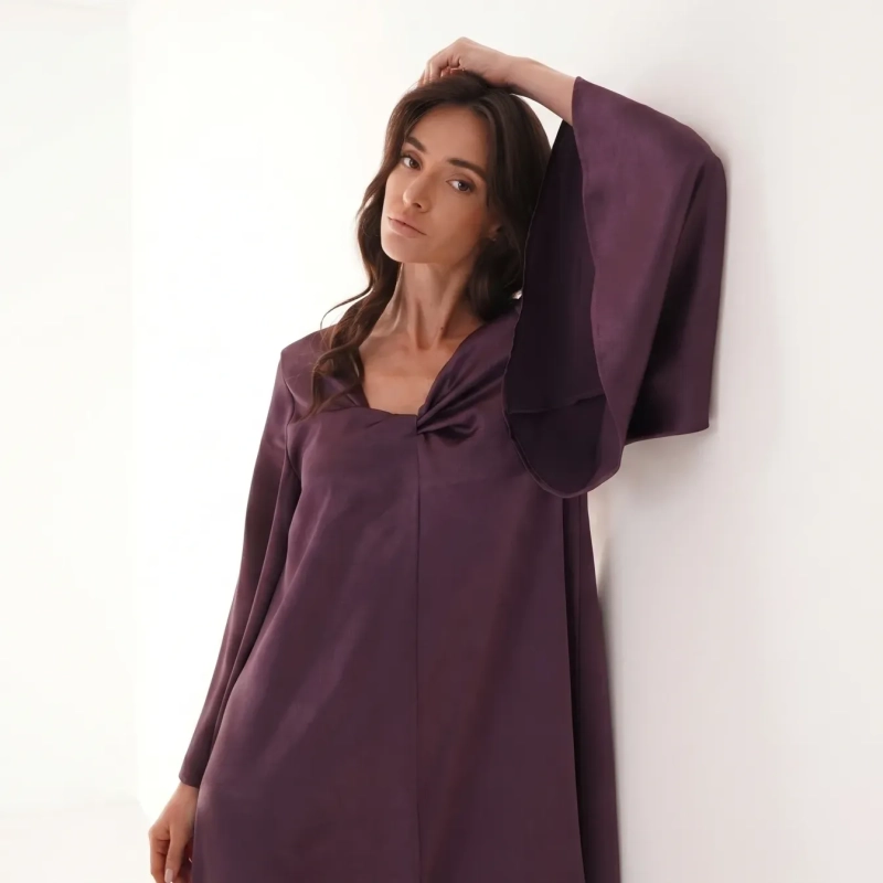 Women's Knot Detailing Maxi Dress - Elegant Evening Wear - Purple