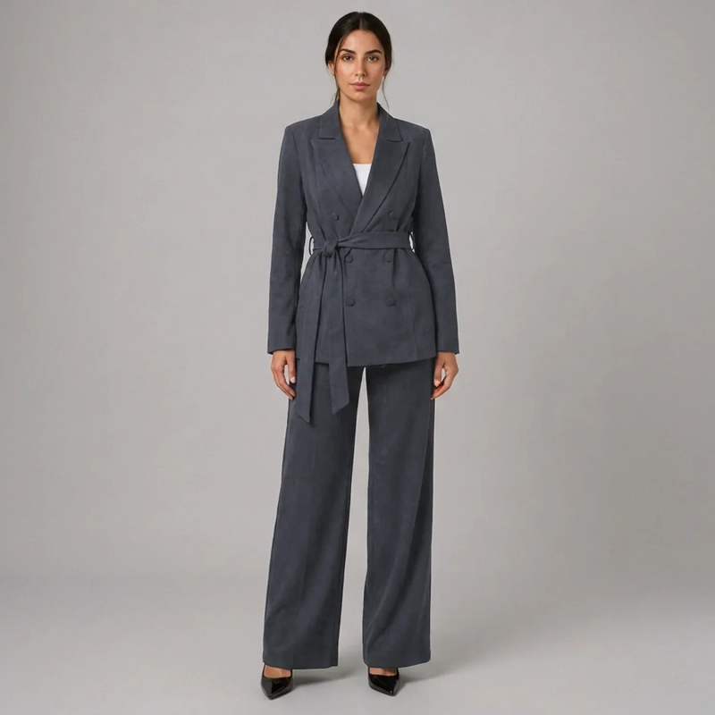 Women's Regular 2-Piece Set - Professional Workwear &amp; Formal Evening Styling - Grey
