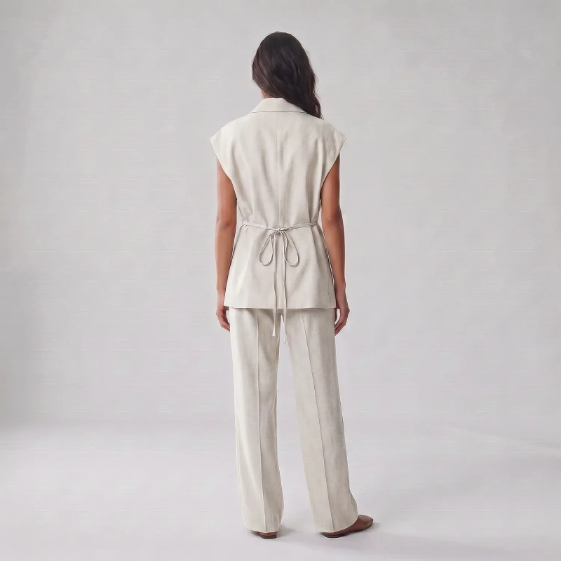 Women's Regular 2-Piece Set - Tailored Office &amp; Elevated Travel Wear - Ivory