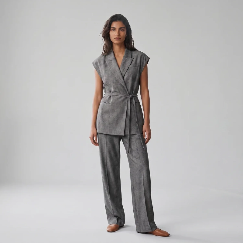 Women's Regular 2-Piece Set - Tailored Office &amp; Elevated Travel Wear - Charcoal Grey