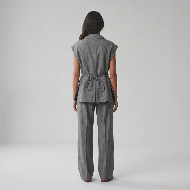 Women's Regular 2-Piece Set - Tailored Office &amp; Elevated Travel Wear - Charcoal Grey