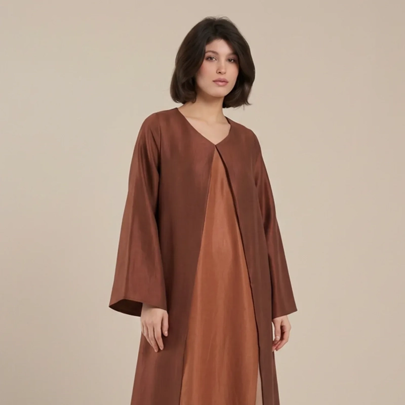 Women's Asymmetric Flowing Maxi Dress - Elegant Evening Wear - Copper