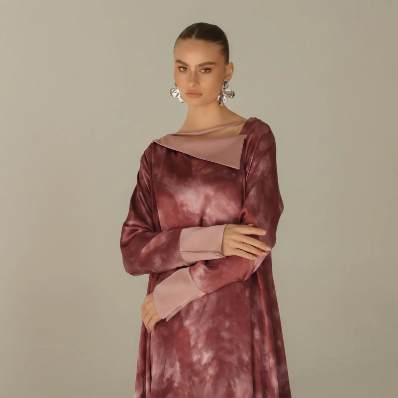 Women's Regular Flowing Maxi Silhouette Dress &mdash; Folded Neckline &mdash; For Formal Galas, Wedding Guest Styling, Or Exclusive Evening Soir&eacute;es &mdash; Pink